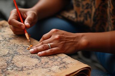 Aboriginal artist painting