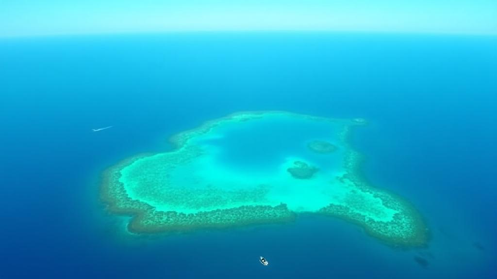 Aerial view of the Great Barrier Reef with a boat